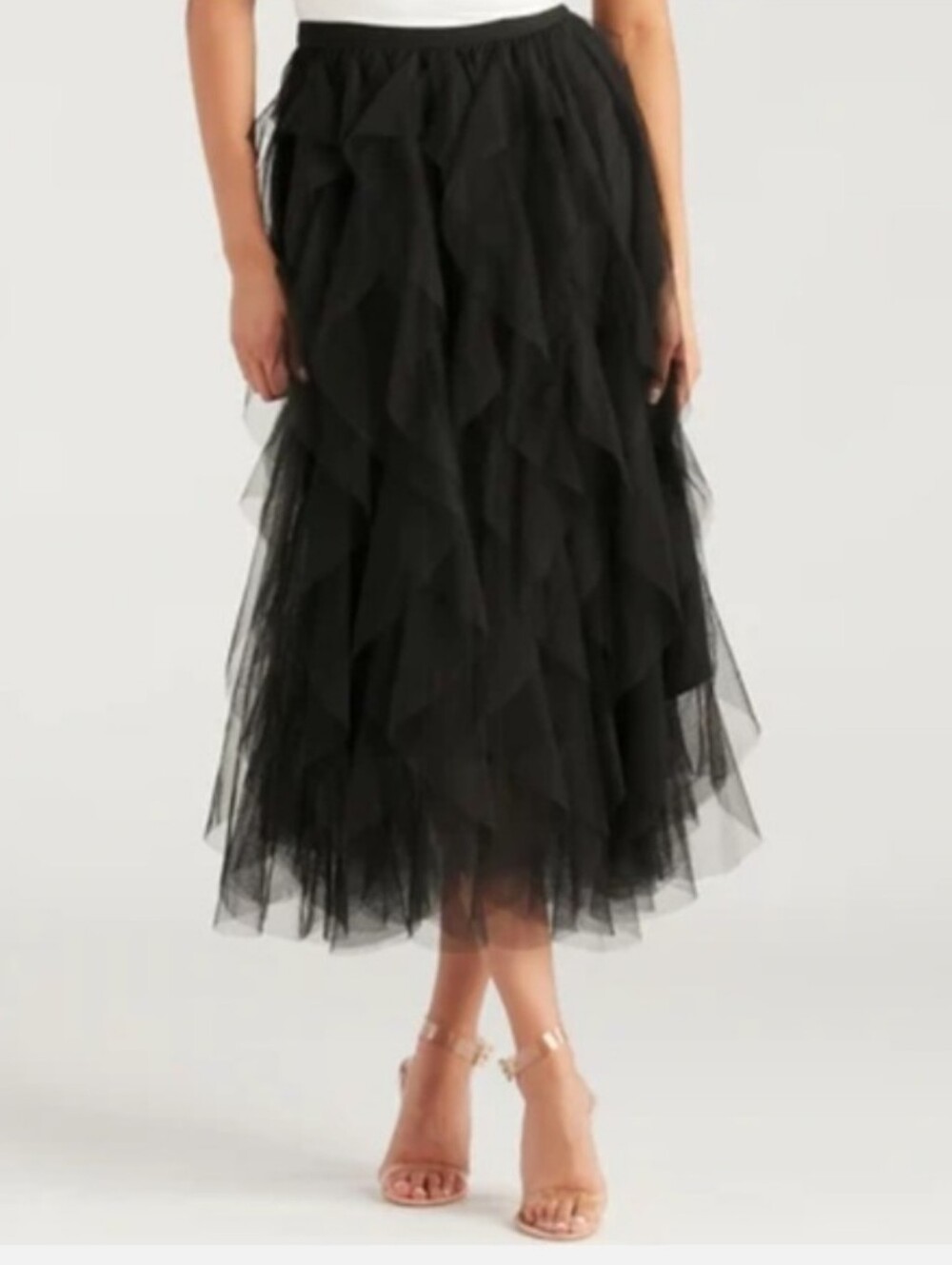 Sincerely Jules Black Tulle Ruffle Maxi Skirt Small